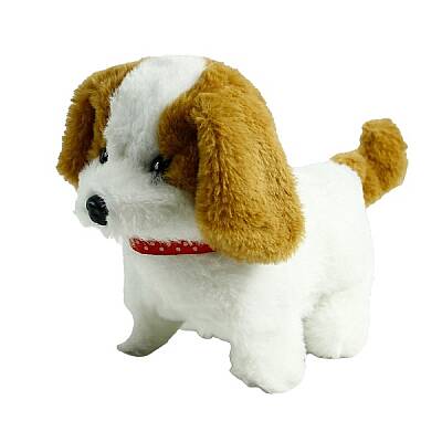 Sesli Hareketli Yürüyen Peluş Köpek 16 Cm | Havlama Sesli Yumuşak Oyuncak Köpek - 3