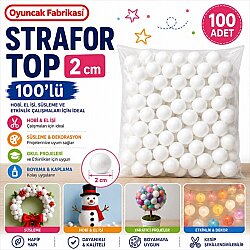 Strafor Top 2 cm 100’lü Beyaz Köpük Top Hobi El İşi Süsleme ve Etkinlik Malzemesi - Kika