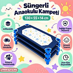 Süngerli Anaokulu Kampeti 130x55 cm Kreş Çocuk Uyku Yatağı - Oem