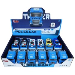 Sürtmeli Polis Aracı Taşıyan Kurtarıcı Tır Die-Cast Işıklı ve Sesli - Vardem Oyuncak
