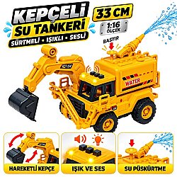 Sürtmeli Su Atan Su Tankeri Kamyon Kepçeli Dozor Oyuncak İş Makinası Sesli Işıklı 33 Cm - Vardem Oyuncak