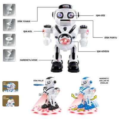 Vardem Işıklı ve Müzikli Disk Atan Uzay Savaşçısı Pilli Robot - 1