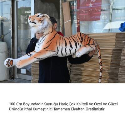 Vardem Peluş 110 cm Yatan Kahverengi Peluş Kaplan - 2