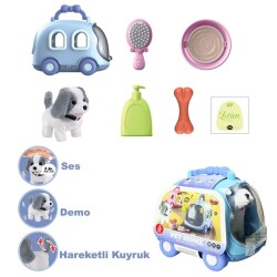 Vardem Pet Home Taşıma Araba Çantalı Hareketli Pilli Peluş Köpek Set - Vardem Oyuncak