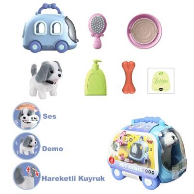Vardem Pet Home Taşıma Araba Çantalı Hareketli Pilli Peluş Köpek Set - 1