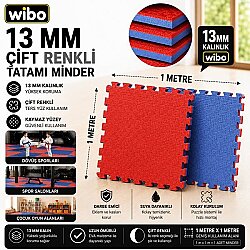 Wibo 13 mm EVA Tatami Minder 1x1 Metre Çift Taraflı Puzzle Yer Karosu Kaymaz Spor ve Oyun Matı - WİBO