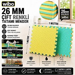 Wibo 26 mm EVA Tatami Minder 1x1 Metre Çift Taraflı Puzzle Yer Karosu Kaymaz Spor ve Oyun Matı - 3