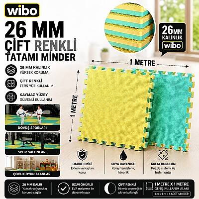 Wibo 26 mm EVA Tatami Minder 1x1 Metre Çift Taraflı Puzzle Yer Karosu Kaymaz Spor ve Oyun Matı - 3
