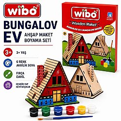 Wibo Ahşap Bungalov Ev Maketi Boyama Seti Boyanabilir Kendin Yap DIY Ahşap Maket Hobi Kiti - WİBO