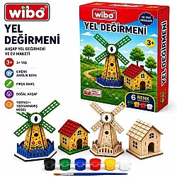 Wibo Ahşap Yel Değirmeni Maketi Boyanabilir Kendin Yap DIY Ahşap Hobi ve Sanat Seti - WİBO