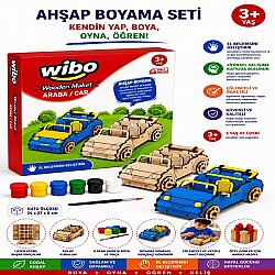 Wibo Art Ahşap Araba Maketi Boyama Seti Kendin Yap DIY Ahşap Hobi Kiti - WİBO
