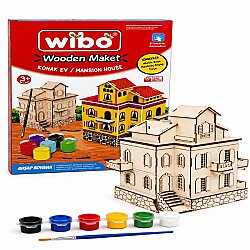 Wibo Art Ahşap Konak Ev Maketi Boyanabilir Kendin Yap DIY Hobi ve Sanat Seti - WİBO