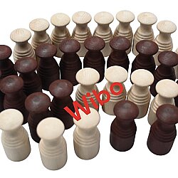 Wibo Büyük Boy Ahşap Dama Taşı 32 Adet Premium Dama Pulu 5.3 cm - 2