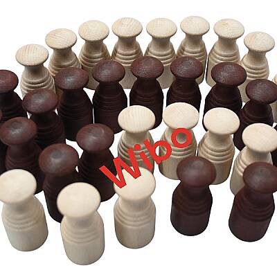 Wibo Büyük Boy Ahşap Dama Taşı 32 Adet Premium Dama Pulu 5.3 cm - 2