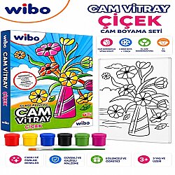 Wibo Çiçek Cam Vitray Boyama Seti 6 Renk Cam Boyası ve Fırça Eğitici Sanat Hobi Kiti 3 Yaş+ - WİBO