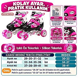 Wibo Çocuk Pateni (30-33) 3 in 1 Ayarlanabilir Işıklı Frenli Silikon Tekerlekli 2+1+1 2+2 Tek Sıra VR1 - 6