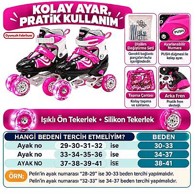 Wibo Çocuk Pateni (30-33) 3 in 1 Ayarlanabilir Işıklı Frenli Silikon Tekerlekli 2+1+1 2+2 Tek Sıra VR1 - 6