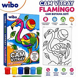 Wibo Flamingo Cam Vitray Boyama Seti 6 Renk Cam Boyası Fırça Eğitici Hobi Kiti 3 Yaş+ - WİBO
