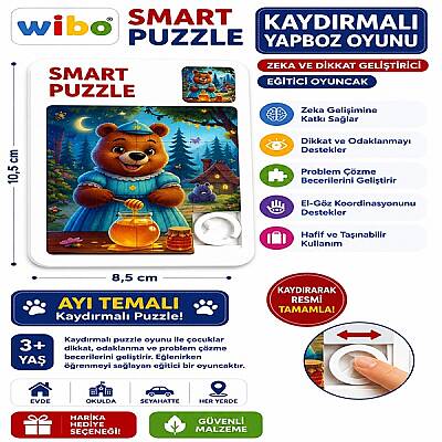 Wibo Kaydırmalı Puzzle Yapboz Oyunu Ayı Temalı Zeka ve Dikkat Geliştirici Eğitici Oyuncak - 1