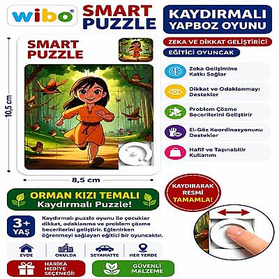 Wibo Kaydırmalı Puzzle Yapboz Oyunu Orman Kızı Temalı Zeka ve Dikkat Geliştirici Eğitici Oyuncak - 1