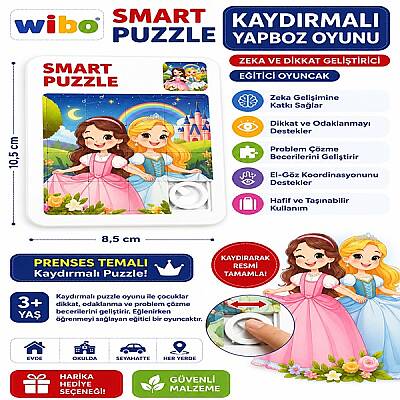 Wibo Kaydırmalı Puzzle Yapboz Oyunu Prenses Temalı Zeka ve Dikkat Geliştirici Eğitici Oyuncak - 1