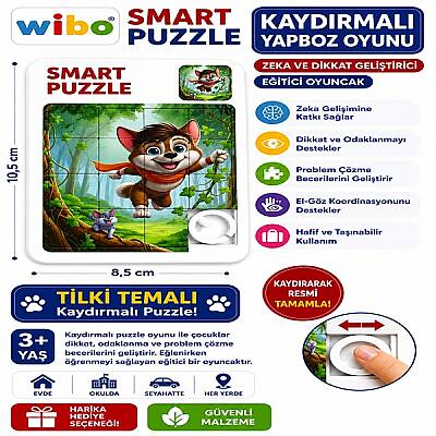 Wibo Kaydırmalı Puzzle Yapboz Oyunu Tilki Temalı Zeka ve Dikkat Geliştirici Eğitici Oyuncak - 1