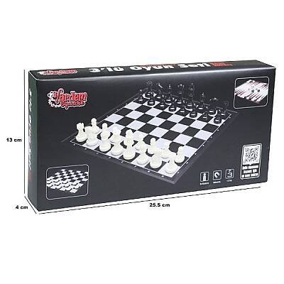 Wibo Mıknatıslı Katlanabilir Kutulu Dama Tavla ve Satranç Seti 3'ü 1 Arada Manyetik Zeka Oyunu 25x25 Cm - 2