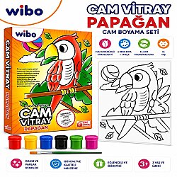 Wibo Papağan Cam Vitray Boyama Seti 6 Renk Cam Boyası ve Fırça Eğitici Sanat Hobi Kiti 3 Yaş+ - WİBO