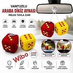 Wibo Peluş Tavla Okey Oyun Zarı Vantuzlu Dikiz Aynası Süsü 2 Adet 6 Cm - 2