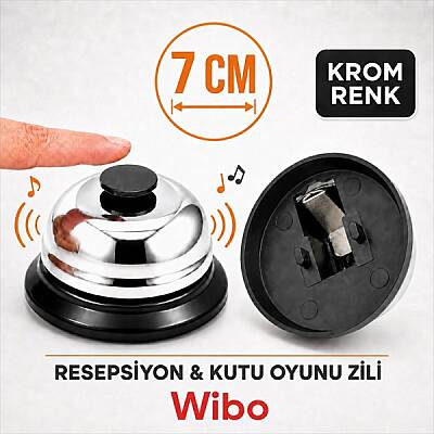 Wibo Resepsiyon Zili 7 Cm Krom Masa Zili ve Kutu Oyunu Zili - 1