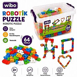 Wibo Robotik Puzzle 64 Parça Yapı Blokları Birleştirme ve Tasarım Oyuncak Seti 3 Yaş+ - Efe Toys