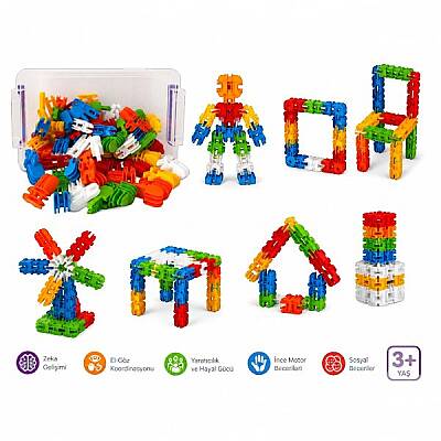 Wibo Robotik Puzzle 64 Parça Yapı Blokları Birleştirme ve Tasarım Oyuncak Seti 3 Yaş+ - 2
