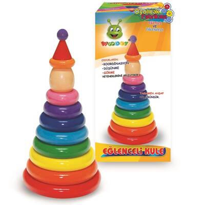 Woodoy Eğitici Ahşap Eğlenceli Kule 12 Parça - 1