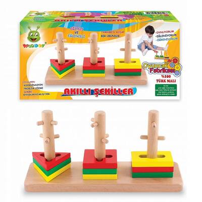 Woodoy Eğitici Ahşap Oyuncak Akıllı Şekiller - 1