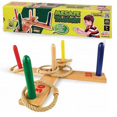 Woodoy Eğitici Ahşap Oyuncak Mesafe Tahmin Oyunu Halka İp Atma - 1