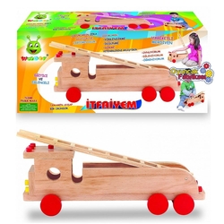 Woodoy Oyuncak Ahşap İtfaiye Arabası 35 Cm - Woodoy-Karsan Ahşap