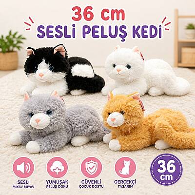 Yatan Miyavlayan Oyuncak Peluş Kedi - 1